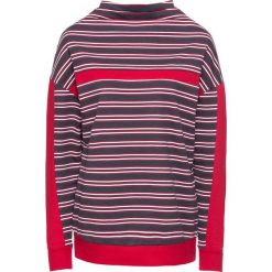 Bluza dresowa bonprix ciemnoniebiesko-czerwono-biały w paski. Niebieskie bluzy damskie bonprix, z dresówki, bez kaptura. Za 44,99 zł.