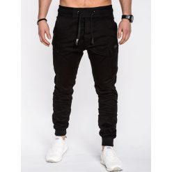 SPODNIE MĘSKIE JOGGERY P474 - CZARNE. Czarne joggery męskie Ombre Clothing, z bawełny. Za 89,00 zł.