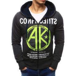 Bluzy męskie: Bluza męska rozpinana z kapturem antracytowa (bx1042)