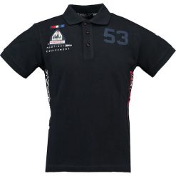Koszulka polo "Kupcorn" w kolorze granatowym. Niebieskie koszulki męskie Geographical Norway Men, s, z haftami, z bawełny, bez rękawów. W wyprzedaży za 90,95 zł.