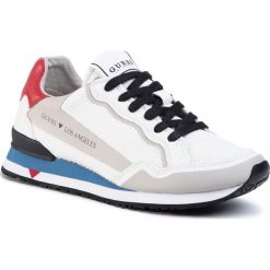 Sneakersy GUESS - Genova FM6GEN FAB12 WHIGR. Białe sneakersy męskie Guess, na co dzień, z aplikacjami, ze skóry ekologicznej, bez zapięcia. W wyprzedaży za 339,00 zł.