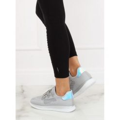 Buty sportowe benzynowe szare NOVARA. Szare buty sportowe damskie FunKee.pl, bez wzorów, z tkaniny, sportowe. Za 98,99 zł.