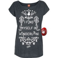Bluzki asymetryczne: Alicja w Krainie Czarów I Find Myself In Wonderland Koszulka damska odcienie szarego