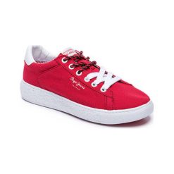 Sneakersy w kolorze czerwonym. Czerwone sneakersy damskie Melissa, Pepe Jeans, z materiału. W wyprzedaży za 129,95 zł.