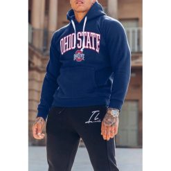 Bluza męska DORMAN BLUE. Niebieskie bluzy męskie IVET, xl, z nadrukiem, bez kołnierzyka, bez rękawów, z kapturem. W wyprzedaży za 9,00 zł.