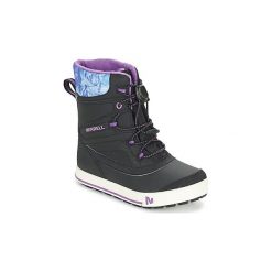 Śniegowce Dziecko Merrell SNOW BANK 2.0 WTPF. Czarne kozaki dziewczęce Merrell, bez wzorów, bez obcasa. Za 279,20 zł.