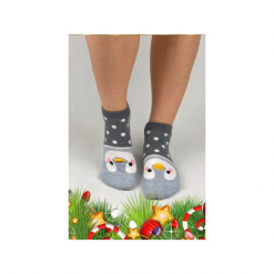 Skarpetki z pingwinem - nosek 3D!. Szare skarpetki damskie marki Candysox.pl. Za 30,00 zł.
