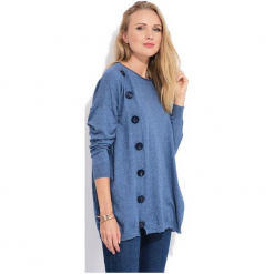 Fille Du Couturier Sweter Damski Bethanie 36 Niebieski. Niebieskie swetry damskie Fille Du Couturier, bez wzorów, z materiału, z długim rękawem, długie, bez kaptura. W wyprzedaży za 228,00 zł.