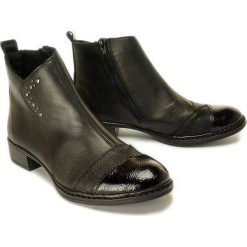 RIEKER 73477-00 black, botki damskie. Czarne botki damskie Rieker, z polaru, bez obcasa, na obcasie, na zamek. Za 269,90 zł.