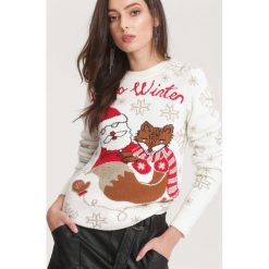 Kremowy Sweter Take A Look. Białe swetry klasyczne damskie marki other, xl, casualowe, z okrągłym kołnierzem. Za 59,99 zł.