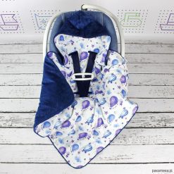 Duży Kocyk do fotelika samochodowego Balony. Szare kombinezony niemowlęce Pakamera, bez wzorów, bez rękawów, bez kaptura. Za 159,00 zł.