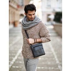 SKÓRZANA TORBA NA RAMIĘ MIEJSKA ALWAYS WILD SKÓRA NATURALNA HQ. Żółte torby męskie skórzane ALWAYS WILD, w paski, ze skóry, eleganckie. Za 149,90 zł.