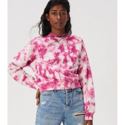Bawełniana bluza z motywem tie dye - Różowy. Różowe bluzy damskie Sinsay, s, bez wzorów, z bawełny, bez rękawów, bez kaptura. Za 49,99 zł.