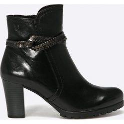 Caprice - Botki. Czarne botki damskie lity marki Caprice, z materiału. W wyprzedaży za 139,90 zł.