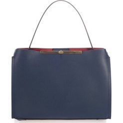 Torebki klasyczne damskie: Skórzana torebka w kolorze niebieskim – 38 x 46 x 11 cm