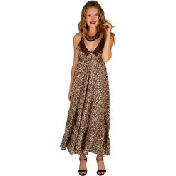Sukienka maxi w kolorze beżowo-czarnym. Brązowe sukienki damskie Ipanima, bez wzorów, klasyczne, z falbankami, bez rękawów, maxi. W wyprzedaży za 85,95 zł.