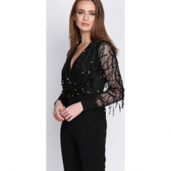 Czarny Kombinezon Ripeness. Czarne kombinezony eleganckie Born2be, m, z dzianiny, z długim rękawem, długie. Za 139,99 zł.