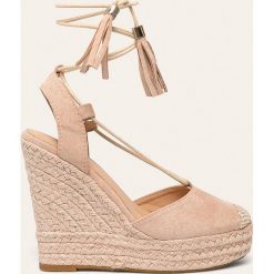 Answear - Espadryle Tulipana. Brązowe koturny damskie ANSWEAR, z okrągłym noskiem, bez obcasa, na obcasie, na sznurówki. Za 129,90 zł.