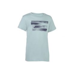 Koszulka Gym 100. Niebieskie bluzki dziewczęce DOMYOS, z nadrukiem. Za 14,99 zł.