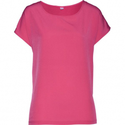 Bluzka shirtowa bonprix różowy. Czerwone bluzki z odkrytymi ramionami bonprix, z satyny. Za 54,99 zł.