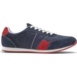 Buty sznurowane ze skóry bonprix niebiesko-czerwony. Niebieskie buty sportowe męskie bonprix, ze skóry, na sznurówki. Za 139,99 zł.