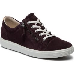 Sneakersy ECCO - Soft 7 W 43085302385 Figue. Czerwone półbuty damskie ecco, bez wzorów, ze skóry, bez obcasa, na płaskiej podeszwie, bez zapięcia. W wyprzedaży za 429,00 zł.