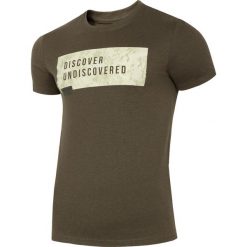 T-shirt męski TSM005 - khaki melanż. Brązowe koszulki męskie marki 4f, m, bez wzorów, z jersey, bez kołnierzyka. Za 44,99 zł.