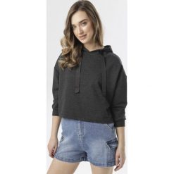 Ciemnoszara Bluza Idalophi. Szare bluzy damskie Born2be, xl, bez wzorów, bez rękawów, z kapturem. W wyprzedaży za 49,99 zł.