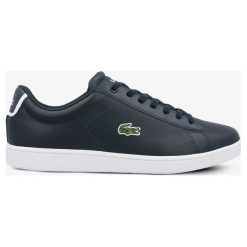 Lacoste Carnaby Evo Bl 1 buty męskie, granatowy, rozmiar 42. Niebieskie buty sportowe męskie Lacoste, ze skóry, bez zapięcia, tenisowe, Lacoste Carnaby Evo. W wyprzedaży za 297,49 zł.