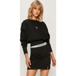 Calvin Klein Jeans - Bluza. Czarne bluzy damskie Calvin Klein Jeans, s, z aplikacjami, z bawełny, bez rękawów, bez kaptura. Za 399,90 zł.