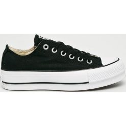Converse - Tenisówki. Czarne trampki i tenisówki damskie marki Converse, bez wzorów, z materiału, na sznurówki. Za 349,90 zł.