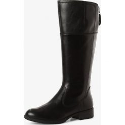 Tamaris - Kozaki damskie z dodatkiem skóry, czarny. Czarne kozaki damskie Tamaris, na co dzień, ze skóry, bez obcasa, bez zapięcia. Za 529,95 zł.