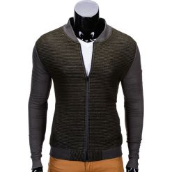 BLUZA MĘSKA ROZPINANA BEZ KAPTURA B551 - ZIELONA/MELANŻOWA. Zielone bluzy męskie rozpinane marki Ombre Clothing, m, z bawełny, bez kaptura. Za 49,00 zł.