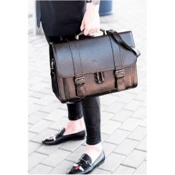 Torba teczka męska SOLIER S28 Preston czarna - Czarny. Czarne aktówki męskie Solier, w paski. Za 169,99 zł.