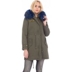 Parka w kolorze granatowo-khaki. Brązowe parki damskie Denim Culture, l, bez wzorów, z bawełny, bez kaptura. W wyprzedaży za 132,95 zł.