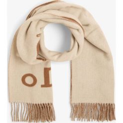 Polo Ralph Lauren - Szalik damski, beżowy. Brązowe szaliki damskie Polo Ralph Lauren, bez wzorów, z żakardem. Za 599,95 zł.