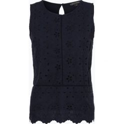 Franco Callegari - Top damski, niebieski. Niebieskie topy damskie marki Franco Callegari, w koronkowe wzory, z koronki, bez kołnierzyka. Za 129,95 zł.