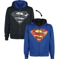 Bluzy męskie: Superman Shield Hood Bluza z kapturem rozpinana czarny/niebieski