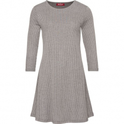 Sukienka shirtowa, rozkloszowana, rękawy 3/4 bonprix szary melanż. Szare sukienki rozkloszowane marki bonprix, melanż. Za 54,99 zł.