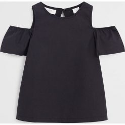 Mango Kids - T-shirt dziecięcy Shoulder 110-164 cm. Białe bluzki dziewczęce Mango Kids, bez wzorów, z bawełny, z okrągłym kołnierzem, z krótkim rękawem, krótkie, bez kaptura. Za 45,90 zł.