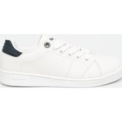 Pepe Jeans - Buty dziecięce Brompton Basic. Białe trampki chłopięce Pepe Jeans, bez wzorów, z jeansu, sportowe, bez zapięcia. W wyprzedaży za 149,90 zł.
