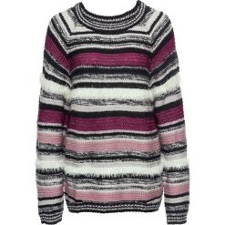 Sweter z fantazyjnej przędzy bonprix szaro-jasnoróżowy. Czerwone swetry klasyczne damskie bonprix. Za 99,99 zł.
