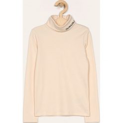Calvin Klein Jeans - Sweter dziecięcy 140-176 cm. Białe swetry dziewczęce Calvin Klein Jeans, bez wzorów, z elastanu, z golfem, z krótkim rękawem, krótkie, bez kaptura. Za 189,90 zł.