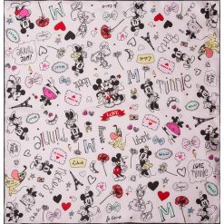 Chusty damskie: Chusta „Micki and Minni” w kolorze kremowym ze wzorem – 53 x 53 cm