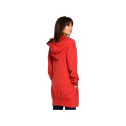 B054 Długa zasuwana bluza z kapturem. Pomarańczowe bluzy damskie BE, xl, bez wzorów, z dzianiny, z długim rękawem, długie, z kapturem. Za 165,00 zł.