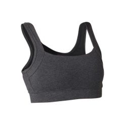 Stanik Gym & Pilates ciemnoszary melanż. Szare biustonosze sportowe damskie DOMYOS, xs, bez wzorów, z elastanu, na jogę i pilates. Za 24,99 zł.