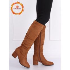 Kozaki na obcasie camel 280 CAMEL. Brązowe kozaki damskie FunKee.pl, z zamszu, klasyczne, bez obcasa, na obcasie, na zamek. Za 144,99 zł.