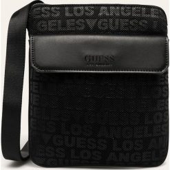 Guess Jeans - Torba. Czarne torby męskie skórzane Guess Jeans, z aplikacjami, z jeansu, casualowe, małe. W wyprzedaży za 199,90 zł.