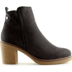 Botki na obcasie szare 7B670 Grey. Szare botki damskie ButyModne, na jesień, z nubiku, eleganckie, bez obcasa, na obcasie, na zamek. W wyprzedaży za 99,00 zł.