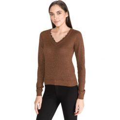 Vero Moda Alfrida Sweter Brązowy. Pomarańczowe bluzy damskie Vero Moda, l, bez wzorów, z bawełny, bez rękawów, bez kaptura. Za 131,95 zł.